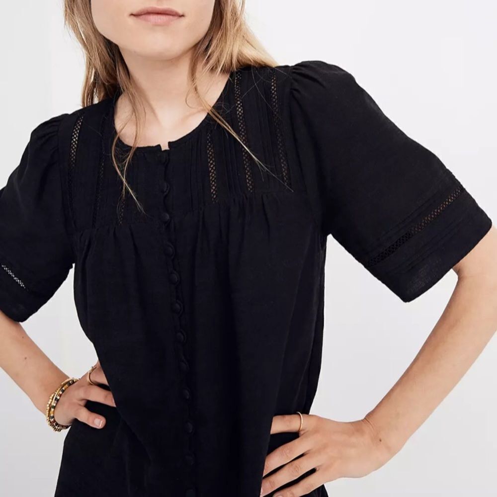 Madewell Pleated Button Front Peasant Shift Dress… - image 2